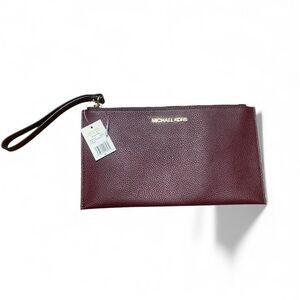New Michael Kors Merlot Leather Wristlet Clutch